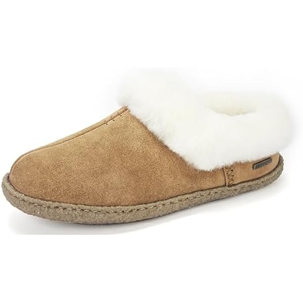 Women's Slippers Genuine Leather Upper Sheepskin Collar Wool Blend Lining Indoor & Outdoor Slip On Loafers Shoes for Women