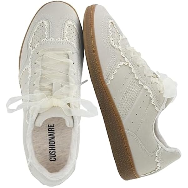 Belinda Lace Detail Casual Sneakers for Girls – Ribbon Lace-Up Girls Shoes with Soft Cushion Support