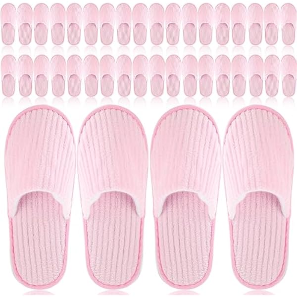 20 Pairs Reusable Spa Slippers for Guests Washable House Slippers with Triple Layer Coral Fleece for Home Indoor Hotel Travel, Closed Toe